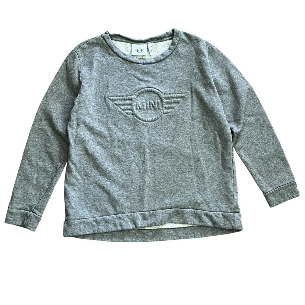 MINI Cooper Ladies' Embossed 3-D Wing Logo Sweatshirt Medium Grey Cotton Fleece